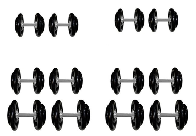 Kit Dumbbells Emborrachado Com Pegada Recartilhada para Musculação