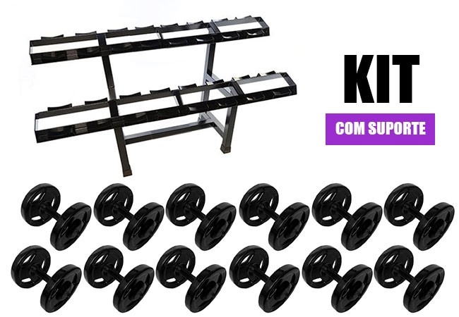 Kit Dumbbells Sport Emborrachado Com Pegada Emborrachada para Musculação