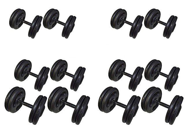 Kit Dumbbell pintado Com Pegada Emborrachada para Musculação